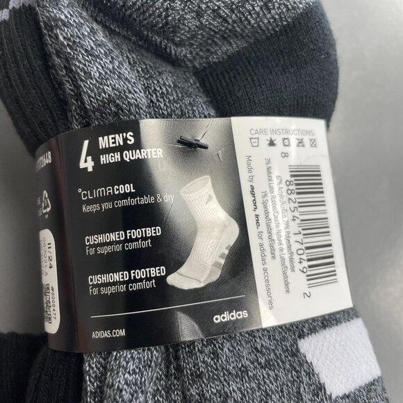 NEW Adidas Men's Size 6-12 High Quarter ClimaCool Socks 4-Pack Cushioned - Picture 3 of 5